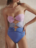 Hollow Stitching Three-color Sexy One-piece Swimsuit
