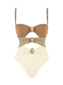 Hollow Stitching Three-color Sexy One-piece Swimsuit