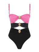 Hollow Stitching Three-color Sexy One-piece Swimsuit