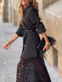 Chic Floral Lace High Rise Elastic Waist Maxi Skirt