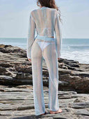 Beach Stripe Stitch Swimsuit Cover-up Two-Piece Set