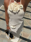 Knitted 3D Floral Beach Blouse Sun Protection Suit