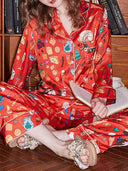 Fruit Desserts Printed Long-sleeved Pants Two-piece Home Wear