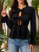 Sexy Hollow  Lace-up T-shirt Cardigan