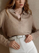 Polo Neck Knitted Pullover Sweater