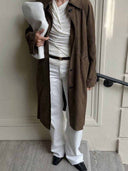 Vintage Suede Long Trench Coat