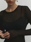 See-through Slim-fit Crewneck Long-Sleeved Thin Sweater