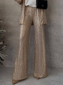 Unique Sequined Party Scene Front Open Long Sleeve Draped Coat