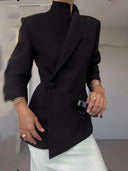Classic Fashionable Leader One Button Stand Collar Long Sleeve Blazer Jacket