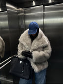 Fashionable Large Lapel Faux Fur Short Fluffy Coat