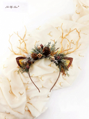 Pine Cone Christmas Reindeer Headband
