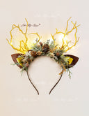 Pine Cone Christmas Reindeer Headband
