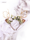 White & Sage Christmas Reindeer Headband