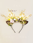 White & Sage Christmas Reindeer Headband