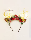 Rose Antler Christmas Reindeer Headband