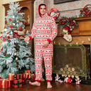 Christmas Elk Print Parent-child One-piece Hooded Family Matching Pajamas