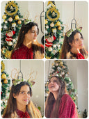 Burgundy Spring Christmas Reindeer Headband