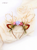 Flower Beauty and the Beast Christmas Reindeer Headband