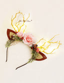 Pink Forest Christmas Reindeer Headband