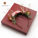 Pink Forest Christmas Reindeer Headband