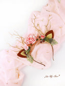 Pink Forest Christmas Reindeer Headband