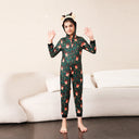 Green Fox and Christmas Llight Bulb Print Fmalily Matching Pajamas Onesies