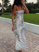 Sequin Versatile Irregular Midi Dress