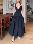 Exquisite Peplum Drop Waist Midi Dress