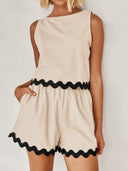 Casual Sleeveless Shorts Sets