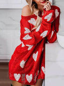 Hollow Out Hole Heart Sweater Dress