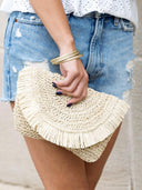 Frayed Raffia Clutch