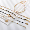 Handmade Multi-Layered Shell and Bead Anklet Set