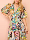 Casual Graffiti Evergreen Printing Midi Dress
