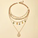Multilayer Sequins Colored Crystal Pendant Necklace