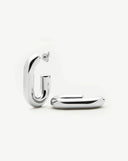 Chubby Oval Medium Hoop Earrings | Platinum Plated