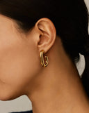 Chubby Oval Medium Hoop Earrings | 18ct Gold Plated