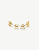 Solid Gold Diamond Pearl Stud Earrings | 14ct Solid Gold/Pearl