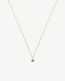 Solid Gold May Birthstone Pendant Necklace | 14ct Solid Gold/Emerald