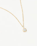 Solid Gold June Birthstone Pendant Necklace | 14ct Solid Gold/Rainbow Moonstone