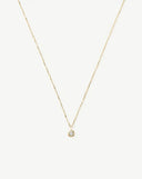 Solid Gold April Birthstone Pendant Necklace | 14ct Solid Gold/White Sapphire