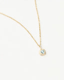 Solid Gold March Birthstone Pendant Necklace | 14ct Solid Gold/Aquamarine