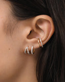 Solid Gold Diamond Wishbone Huggies | 14ct Solid Gold/Diamond