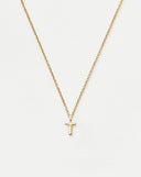 Solid Gold Initial Mini Pendant Necklace - T | 14ct Solid Gold
