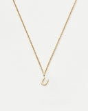 Solid Gold Initial Mini Pendant Necklace - U | 14ct Solid Gold