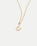 Solid Gold Initial Mini Pendant Necklace - U | 14ct Solid Gold