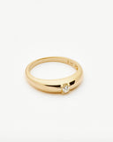 Solid Gold Single Diamond Classic Dome Ring | 14ct Solid Gold/Diamond