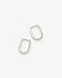Solid Gold Ovate Mini Hoop Earrings | 14ct Solid White Gold