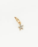 Solid Gold Diamond Single Star Charm Hoop Earring | 14ct Solid Gold/Diamond