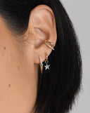 Solid Gold Diamond Single Star Charm Hoop Earring | 14ct Solid Gold/Diamond