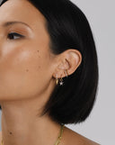Solid Gold Diamond Single Star Charm Hoop Earring | 14ct Solid Gold/Diamond